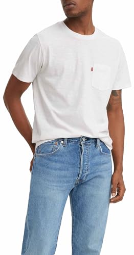 🔥 STARKER PREIS (-25%) Levi's Herren T-Shirt Classic Pocket mit Brusttasche, Standard Fit, Weiß (White + Slub), XL