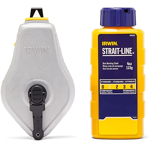 IRWIN Tools STRAIT-LINE Chalk Line, Classic Reel, Blue, 100ft (IWHT48441BC)