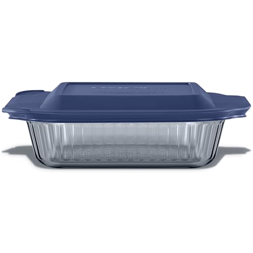 Pyrex Colors Tinted (8x8) Glass Baking Dish with BPA-Free Lid, Oblong Bakeware Glass Pan For Casserole & Lasagna, Dishwasher, Freezer, Microwave and Pre-Heated Oven Safe, Smoke