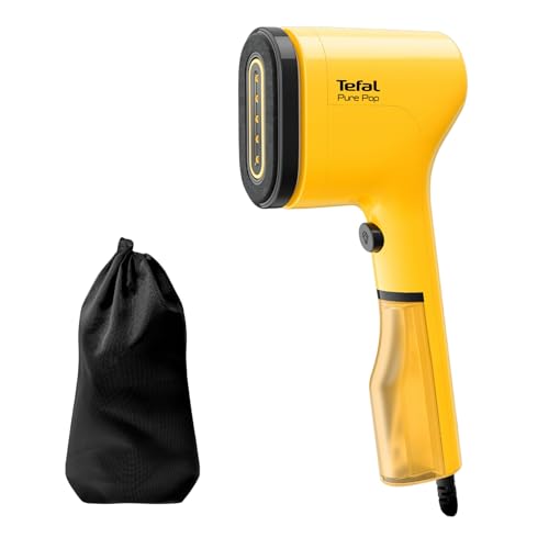 (-44%) Tefal Pure Pop Dampfbürste, 1300 W, 70 ml Wassertank, entfernt bis zu 99,99% der Viren/Bakterien/Keime, schnelles Aufheizen, 20 g/Min. kontinuierliche Dampfabgabe, Steamer, gelb/schwarz, DT2026