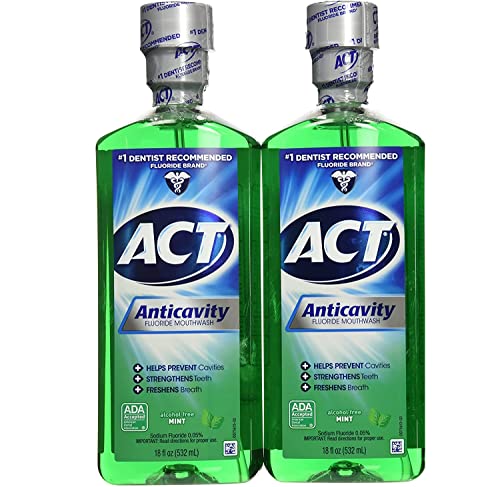 Act Anticavity Fluoride Mouthwash Mint 18 fl oz (Pack of 2)