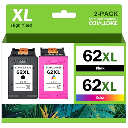 ECHALLENGE 62XL (C2P07AE) Druckerpatronen Farbe und schwarz für HP 62 Multipack XL für Envy 5640 7640 5540 5548 5546 7645, für OfficeJet 250 200 5740