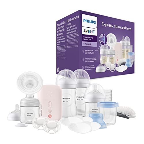 🔥 STARKER PREIS (-50%) Philips AVENT Elektrische Natural Motion Milchpumpe - Set zum Abpumpen, Aufbewahren und Füttern inkl. Flaschen, Schnuller und Becher (Modell SCD340/31)