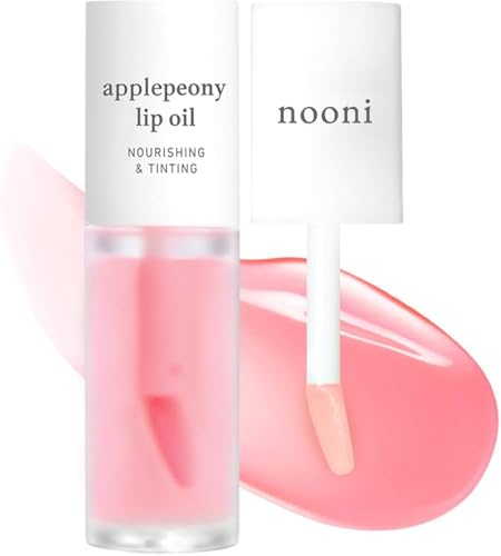 NOONI Korean Lip Oil - Applepeony | Long-Lasting, Moisturizing, Plumping, Revitalizing for Dry Lips, Waterproof, No Peel Off, Hydrating, Nourishing Crystal Clear, Stocking Stuffers 0.12 FL Oz