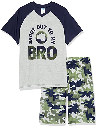 The Children's Place,Short Sleeve Top and Shorts 2 Piece Pajama Sets,Shout out Bro,Medium