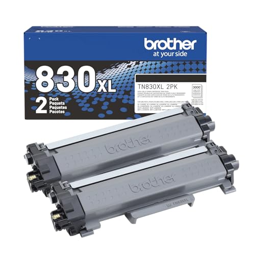 Brother Genuine TN830XL 2PK Black High Yield Printer Toner Cartridge 2-Pack – Print up to 3,000 Pages Each(1)