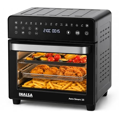 INALSA Air Fryer Oven 1700W|15L Large Capacity|Stainless Steel Interior|Non-Toxic Cooking|14-in-1 Functions,Fry,Bake,Grill,Dehydrate,Roast& Reheat|Rot