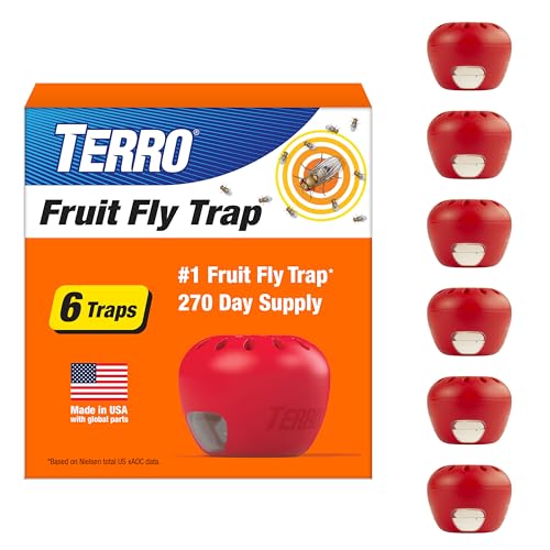 Terro Fruit Fly Traps for Indoors (6 Pack) + 270 Days of Lure Supply