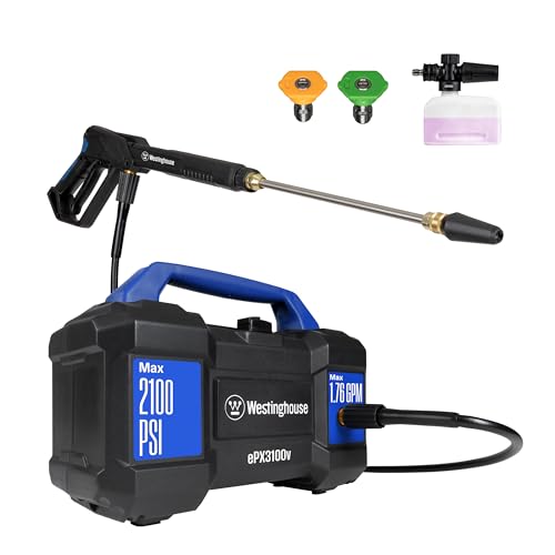 Westinghouse ePX3100v Electric Pressure Washer, 2100 Max PSI 1.76 Max GPM, Built-in Carry Handle, Detachable Foam Cannon