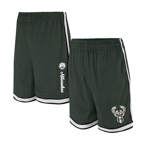 Ultra Game NBA Official Men’s Slam Active Basketball Training Shorts - Unisex, Milwaukee Bucks, Team Color, Small