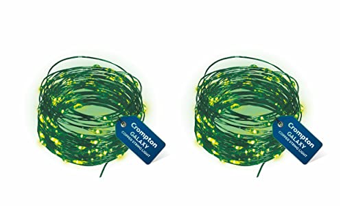 Galaxy Decoration Copper USB Powered String Fairy Lights with 100 Led Light (10 Meters, Green, Pack of 2)