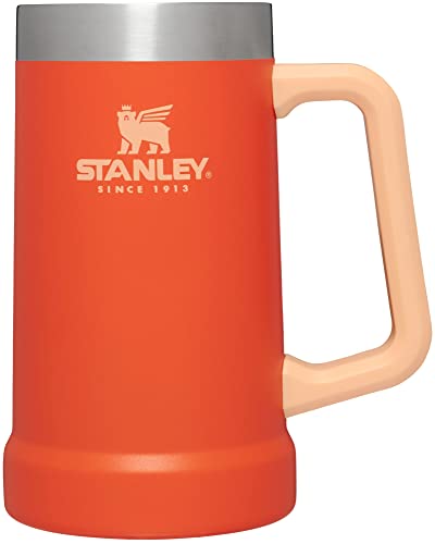Stanley Stay-Chill Beer Stein 24 oz | Heavy Duty Big Grip Handle | Beer Tumbler Drink Cup, Holds 2 Cans | Insulated Stainless Steel Party Mug | BPA-Free | Tigerlily