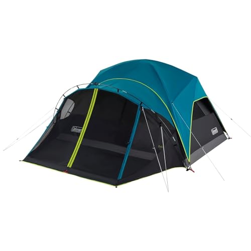 Coleman Carlsbad 4 Person Dark Room Dome Camping Tent with Screen Room, E Ports, Side Windows, and WeatherTec System, Te