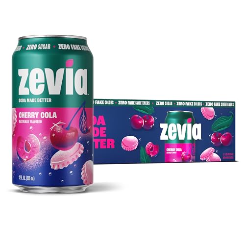 Zevia Zero Sugar Soda, Cherry Cola, 12 Ounce Cans (Pack of 12)