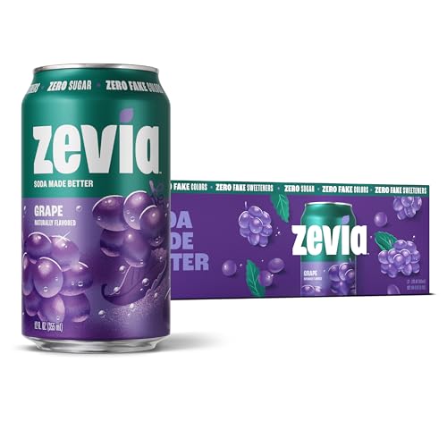 Zevia Zero Sugar Soda, Grape, 12 Ounce Cans (Pack of 12)
