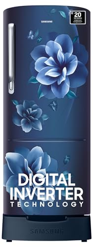 Samsung 223L 3 Star Inverter Direct-Cool Single Door Refrigerator Appliance (RR24C2823CU/NL,Camellia Blue) Base Stand Drawer