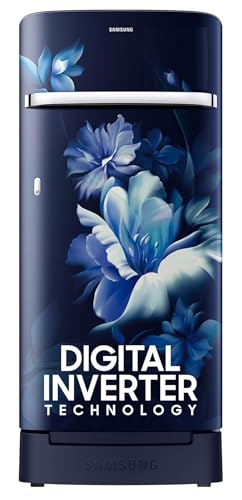 Samsung 189L 5 Star, Inverter, Direct-Cool Single Door Refrigerator (RR21C2H25UZ/HL,Midnight Blossom Blue) Base Stand Drawer