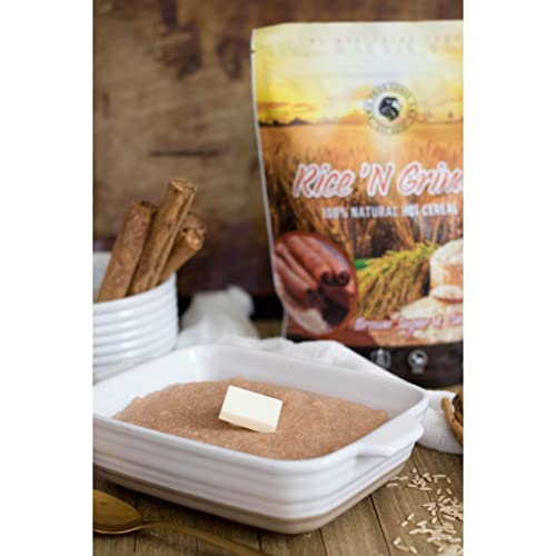 Pride Foods Rice 'N Grinds Hot Cereal - Gluten-Free, Non-GMO, Vegan-Friendly, Natural Rice Breakfast, Quick & Easy Hot Meal, Low-Fat Comfort Food, 30 Servings, Brown Sugar & Cinnamon