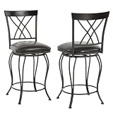 FurnitureR — FurnitureR 29 Inch Counter Height Bar Stools Set of 2, 360 Degree Swivel Bar Stools with Backs, Faux Leather Upholstery Metal Counter Stools for Kitchen Island,Black 2pcs