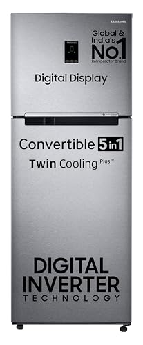 Samsung 385 L, 2 Star, Convertible 5-in-1 Digital Inverter, with Display Frost Free Double Door Refrigerator (RT42C5532S9/HL, Silver, Refined Inox)