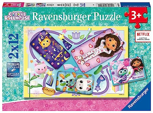 (-25%) Ravensburger Kinderpuzzle 05709 - Pyjamaparty - 2x12 Teile Gabby's Dollhouse Puzzle für Kinder ab 3 Jahren