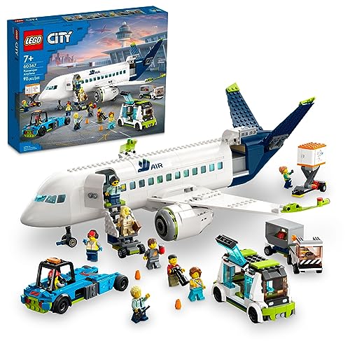 LEGO City Passenger Airplane Toy - Building Toys Set for Boys & Girls, Ages 7+ - Educational Gift for Kids - W/Buildable Vehicle Toys & 9 Minifigures - 60367