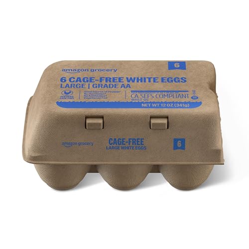 Amazon Grocery, Cage Free Large White Eggs, Grade AA, 6 Ct