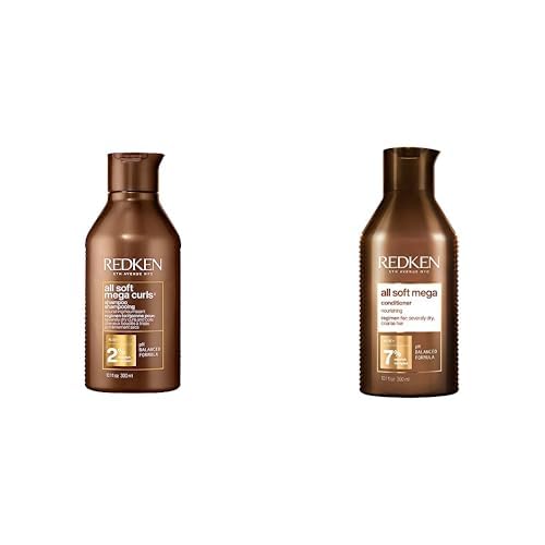 REDKEN All Soft Mega Curls Shampoo and Conditioner Set | For Extremely Dry Hair | Sulfate Free Shampoo | For Curly & Coily Hair | Nourishes & Softens Severely Dry Hair | 10.1 Fl Oz (Pack of 2)