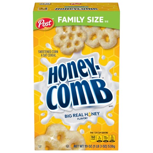 Honeycomb Cereal, Honey Flavored Sweetened Corn and Oat Cereal, 19 OZ Box