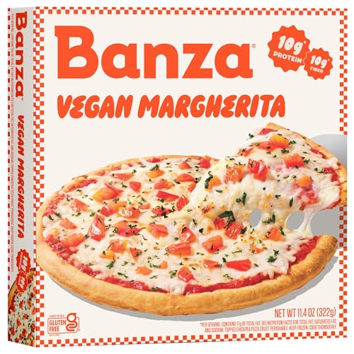 Banza Vegan Margherita Frozen Pizza from Chickpeas - High Protein, Dairy Free, Gluten Free, Vegan Pizza, 11.4oz