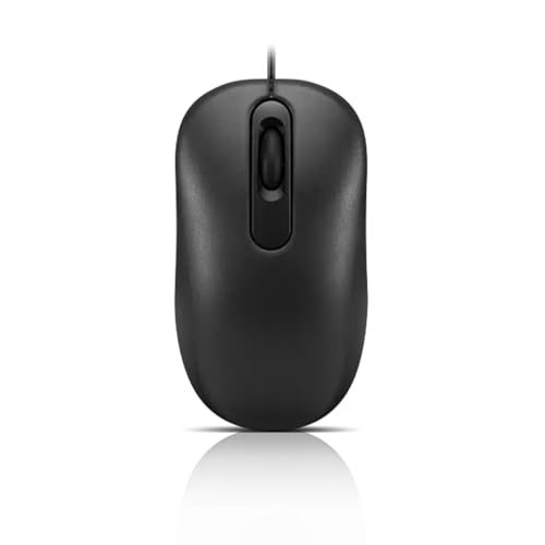 Lenovo 100 Wired USB Computer Mouse for PC, Laptop, Computer with Windows - Full-Size - Ambidextrous Design - 3 Buttons - Red Optical Sensor – Black