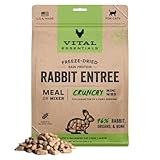 Vital Essentials Freeze Dried Cat Food, Raw Rabbit Crunchy Mini Nibs | Complete Meal or Topper | 96% Rabbit, Organs & Bone | Limited Ingredient, High Protein, Grain Free Dry Cat Food | 12 oz Bag