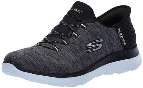 🔥 STARKER PREIS (-56%) Skechers Damen Summits Dazzling Haze Slip-InTurnschuhe, Black Mesh/White Trim, 40.5 EU Large