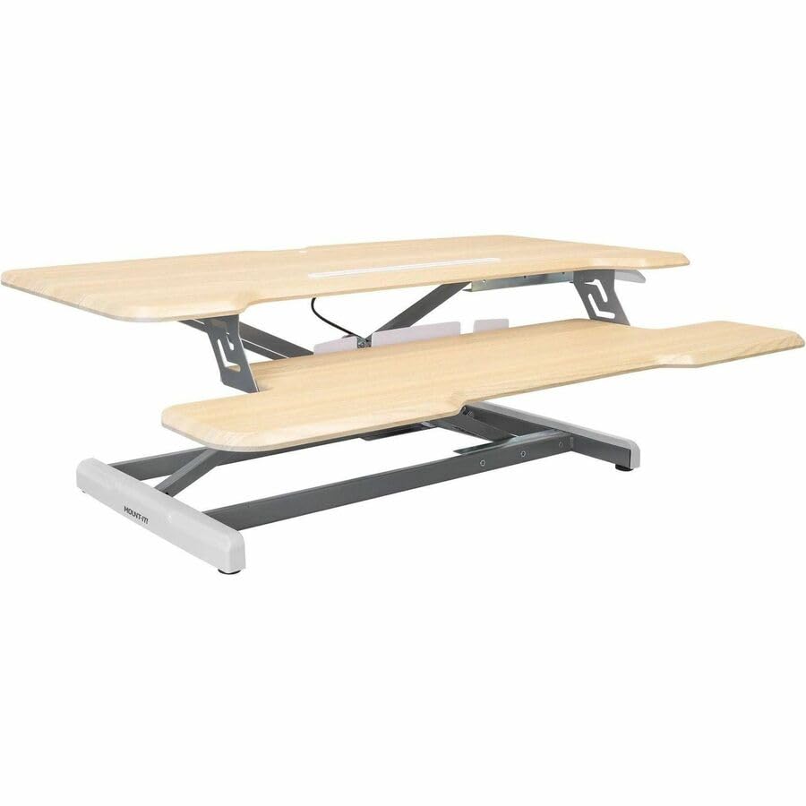 Mount-It! Height Adjustable Standing Desk Converter, 38” Wide, Desk Riser for 2 Monitors, Manual Gas Spring Sit Stand 