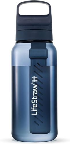 LifeStraw Go Series – BPA-Free Water Filter Bottle for Travel and Everyday Use Removes Bacteria, Parasites and Microplastics, Improves Taste, 1L Aegean Sea