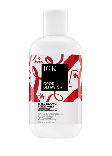 IGK GOOD BEHAVIOR Ultra Smooth Conditioner | Frizz Control + Hydrates + Shine | Vegan + Cruelty Free | 8 Oz