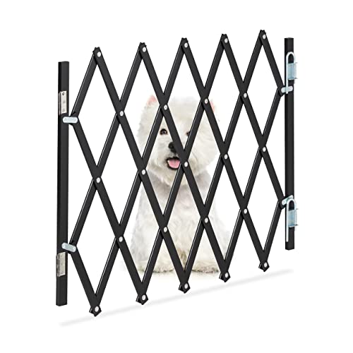 (-45%) Relaxdays Hundeabsperrgitter ausziehbar bis 96 cm, 48,5-60 cm hoch, Bambus, Hunde Schutzgitter für Treppe & Tür, schwarz