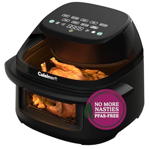 Cuisinart Air Fryer, 6-Quart Basket Large Fryer with 5 Cooking Functions to Roast, Bake, Broil, Air Fry and Keep Warm, 5 Airfryer Presets, Dishwasher-Safe Parts, AIR-200, Stainless Steel & Black