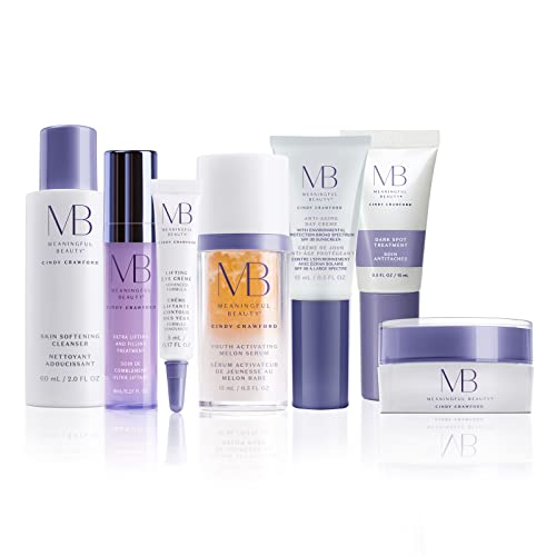 Meaningful Beauty Anti-Aging Daily Skincare System with Youth Activating Melon Serum, 7-Piece Kit