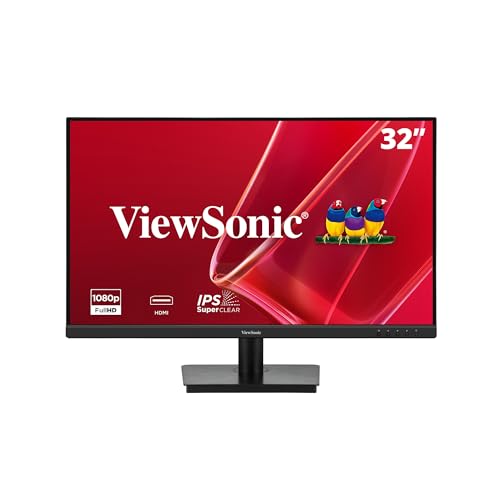 ViewSonic VA3209M 32 Inch IPS Full HD 1080p Monitor with Thin Bezels, 75Hz, Eye Care, HDMI, VGA Inputs for Home and Office