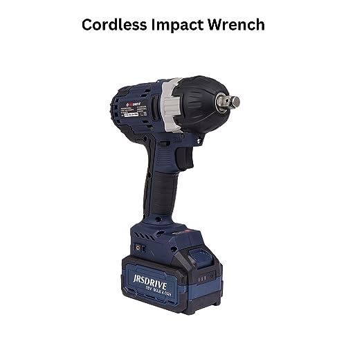 Jrsdrive Cordless Impact Wrench with 600W Power, 2200RPM no load speed, 1/2inch Drive, Torque 500 Nm, 1 Fast Charger, 1 Battery and 1 Socket (ECIW-600