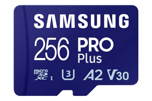 Samsung PRO Plus microSD-Karte + SD-Adapter, 256 GB, Für Mobile Gaming auf Smartphones, Tablets und Handheld Konsolen, UHS-I U3, Full HD & 4K UHD, 180