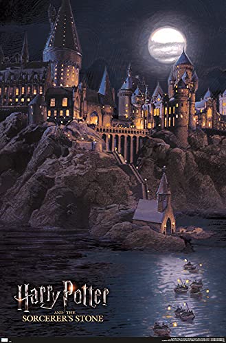 Harry Potter And The Sorcerer'S Stone - Hogwarts At Night Wall Poster, 34L" x 22.4W", Unframed Version