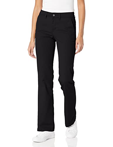 Dickies Women's Slim Bootcut Twill Pants, Rinsed Black, 26 RG