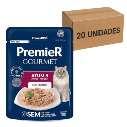 Premier Gourmet Gato Castrado Sabor Atum 70g - Caixa com 20 unidades