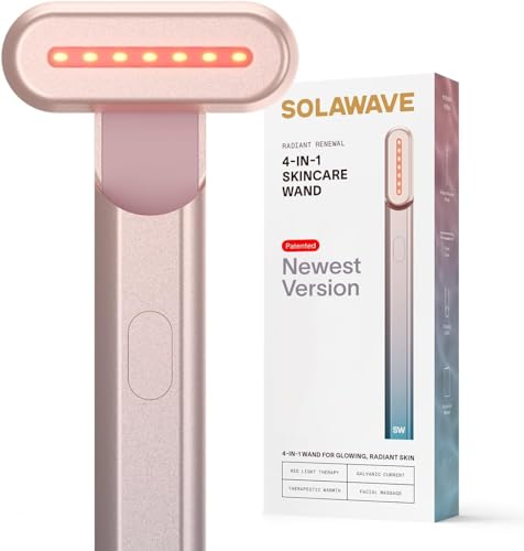 Solawave 4-in-1 Red Light Therapy Wand for Face & Neck | Beauty Device with Galvanic Current, Massager & Warmth | Anti-Aging, Wrinkle Reduction, Skin Tightening, Depuffing & Rejuvenation (Ombre)