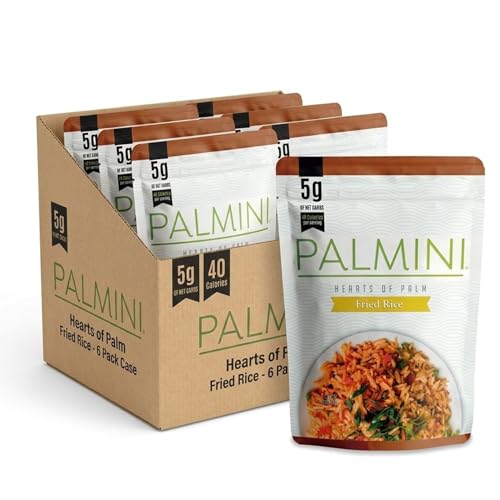 Palmini Fried Rice | Low-Carb, Low-Calorie Hearts of Palm Rice | Keto, Gluten Free, Vegan, Non-GMO | As seen on Shark Tank | (8 Ounce Pouch - Pack of 6)
