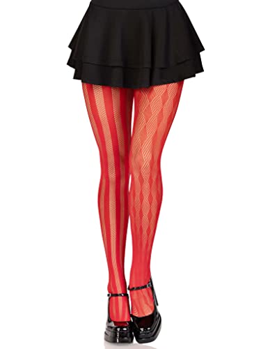 Leg Avenue Harlequin Fishnet Costume Tights, One Size, Red