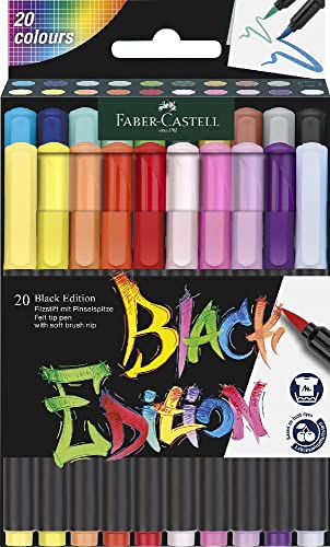 (-39%) Faber-Castell - Brush Pen Set Black Edition mit 20 leuchtenden Farben