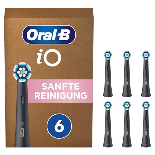🔥 STARKER PREIS (-50%) Oral-B iO Sanfte Reinigung Aufsteckbürsten für elektrische Zahnbürste, 6 Stück, sanfte Zahnreinigung, Zahnbürstenaufsatz für Oral-B iO Zahnbürsten, briefkastenfähige Verpackung, schwarz